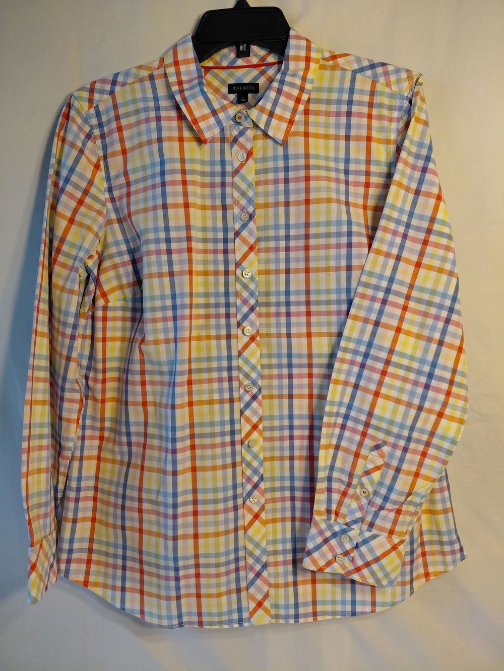Talbots Multicolor Plaid Button-Down Long Sleeve Cotton Shirt